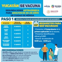 Aplicarán segundas dosis a personas de 40 a 49 años, del 12 al 17 de agosto