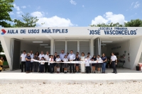 Entregan aula de usos múltiples en la primaria “José Vasconcelos&quot;