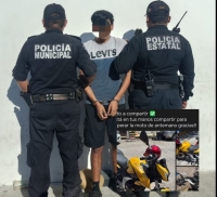 Cae ladrón de motocicleta en Progreso