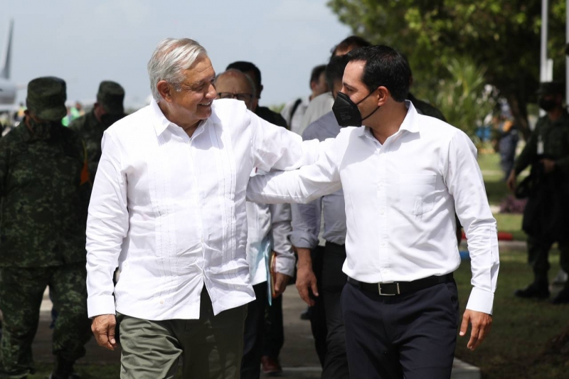 Supervisan Vila y AMLO avances en Tren Maya