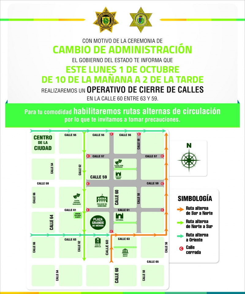 Anuncian cierre temporal de calles por cambio en gobierno