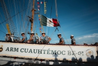Arriba buque Cuauhtémoc a Progreso