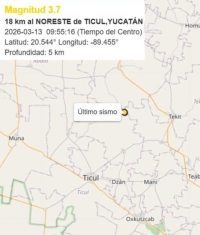 Se registta nuevo temblor en Ticul