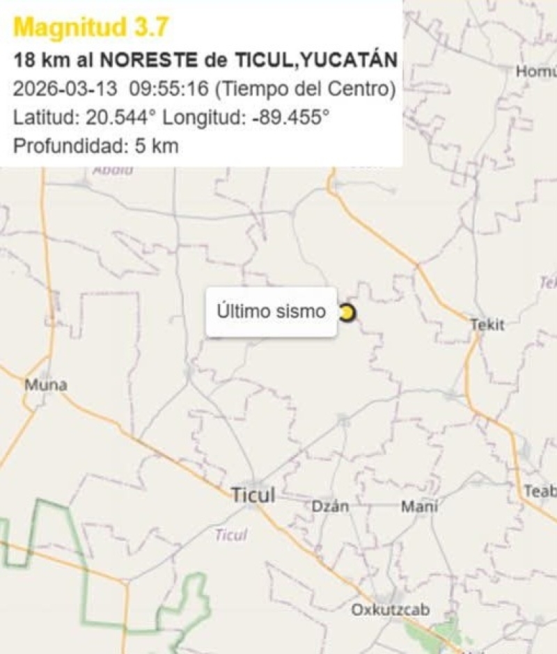 Se registta nuevo temblor en Ticul