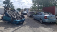 Conductor ebrio vuelca su automóvil en Ciudad Caucel