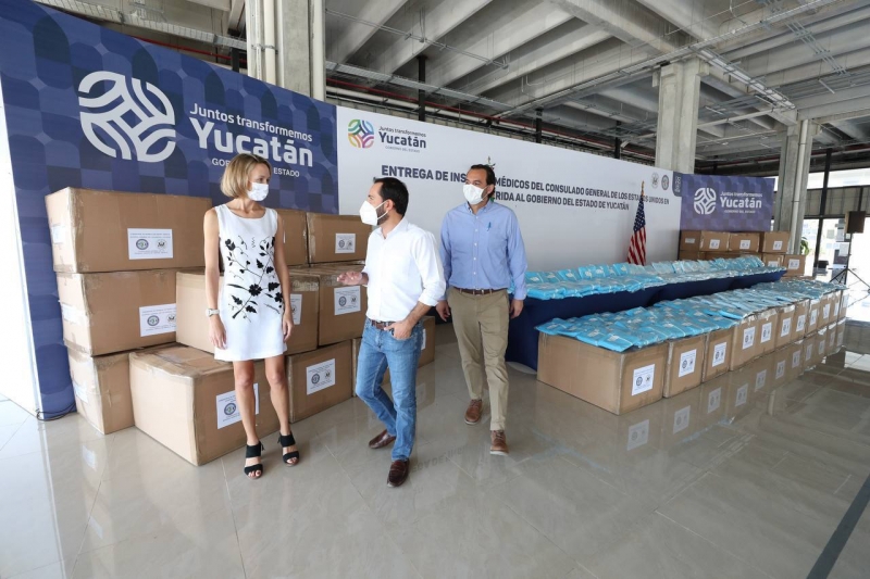 Yucatán recibe de EU donativo de material y equipo de protección para personal de salud