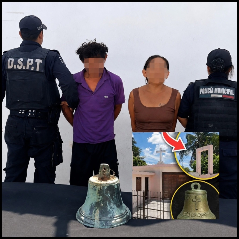 Roban  campana de iglesia en Progreso