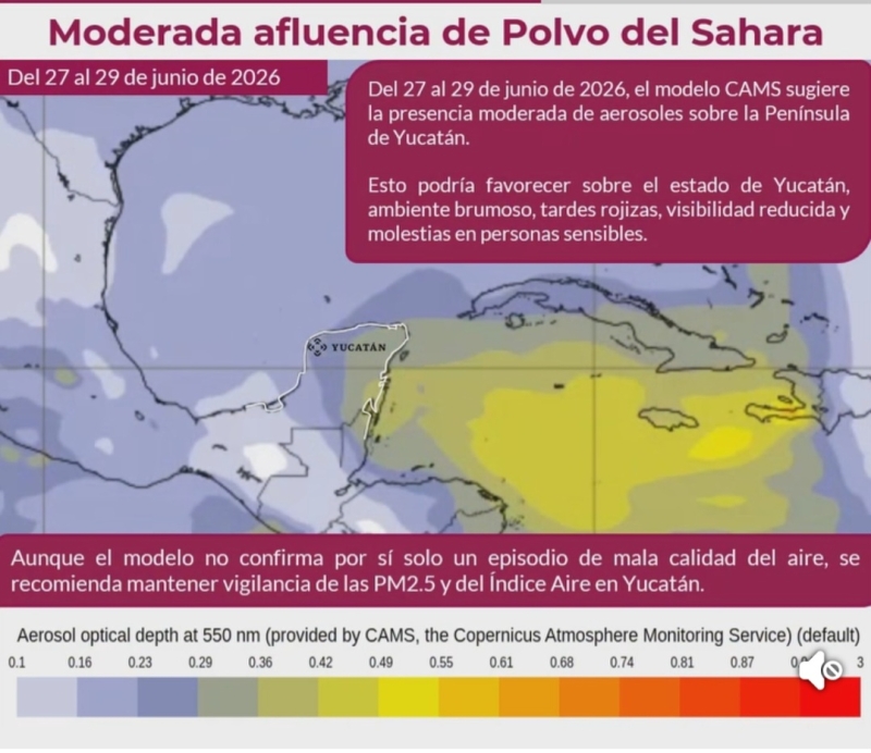 Alertan sobre polvo del Sahara en Península de Yucatán
