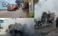 Incendio de camioneta con gas, controlado; sin lesionados