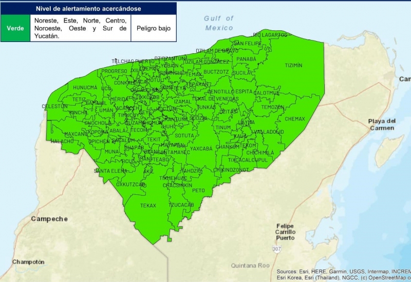Yucatán, en alerta verde por "Grace"