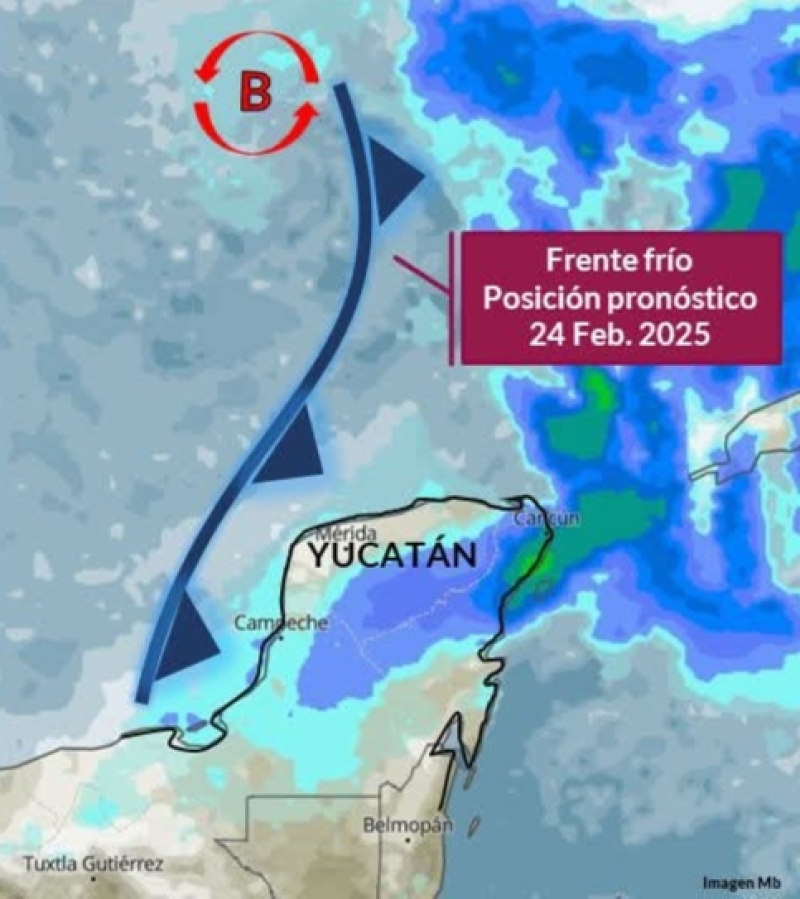 Se espera que ingrese frente frío a Yucatán este lunes