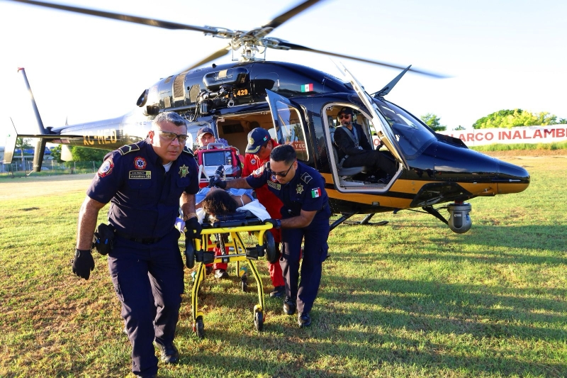 Traslada helicóptero de SSP a joven embarazada