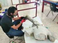 INAH restaura escultura de El Monifato de Sisal