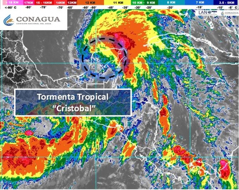 Se intensifica "Cristóbal" nuevamente a tormenta tropical