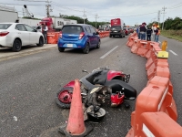 Motociclista resulta lesionado en siniestro vial