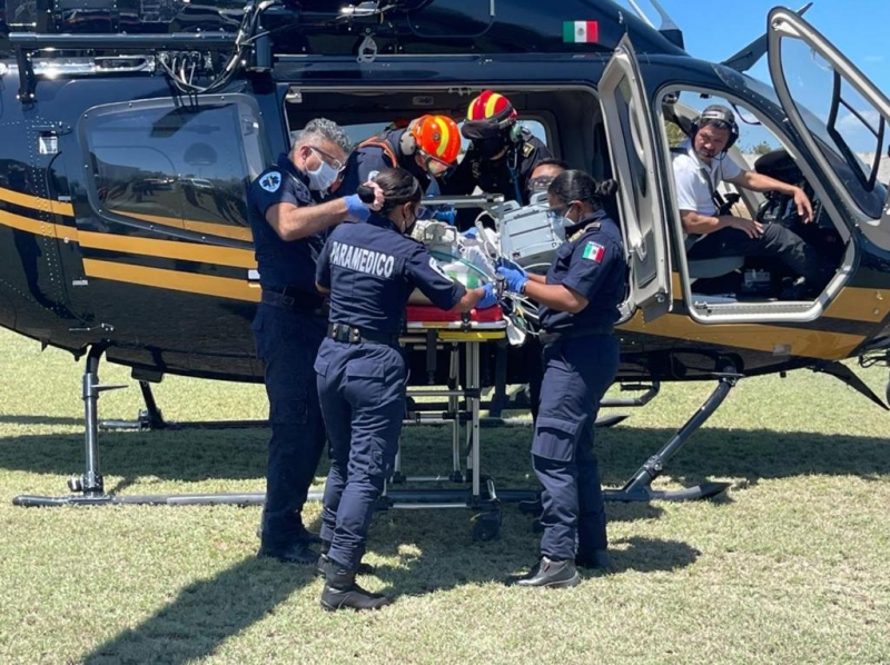 Helicóptero de SSP traslada a joven grave de Valladolid a Mérida