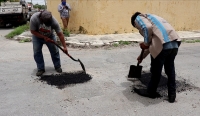 Comuna repara baches formados tras paso de tormenta "Cristóbal"